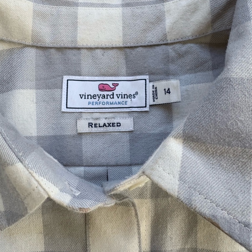 Vineyard Vines Performance Relaxed Gray Flannel Button Down LS Shirt Women 14 - Picture 3 of 11